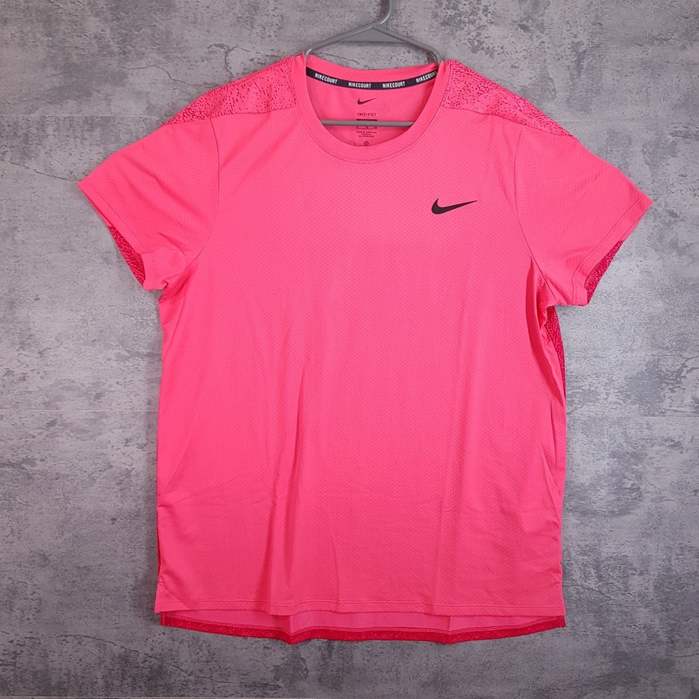 NIKE Court Slam Dri-FIT Slim Fit Tennis Shirt Mens XL Aster Pink FQ2020-629